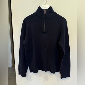 Men’s J. Crew Navy Blue Lambswool Quarter Zip Sweater, size M